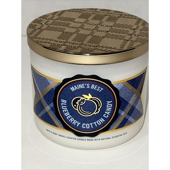 BATH & BODY WORKS "BLUEBERRY COTTON CANDY" 3-WICK CANDLE 14.5 OZ LARGE NEW - Picture 1 of 9